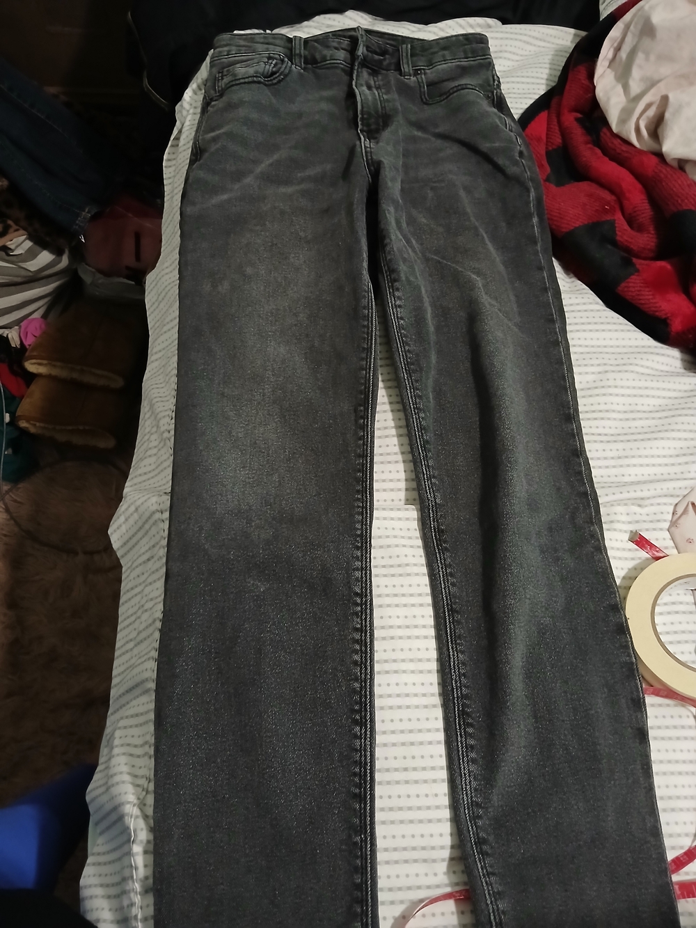 American Eagle Outfitters Black-Gray Straight Leg Jeans